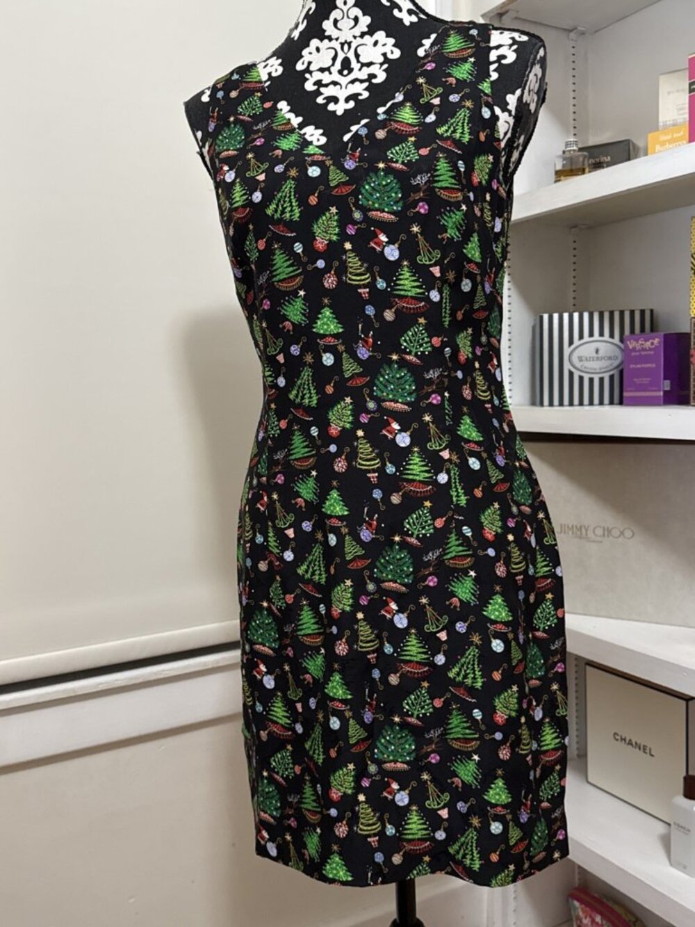 Vintage Nicole Miller Signature Christmas Dress 100% Silk 6 Lined Stunning Silky